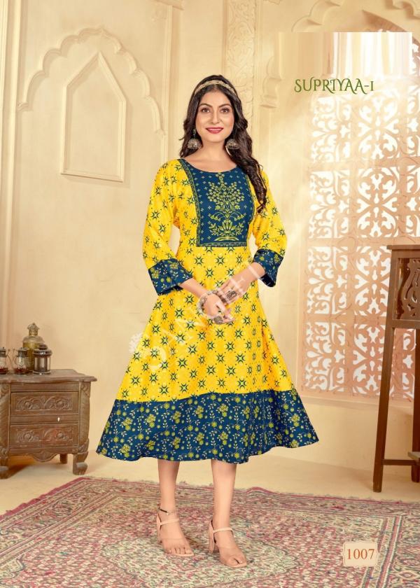 Supriyaa 1 Regular Wear Long Rayon Designer Exclusive Kurti Collection